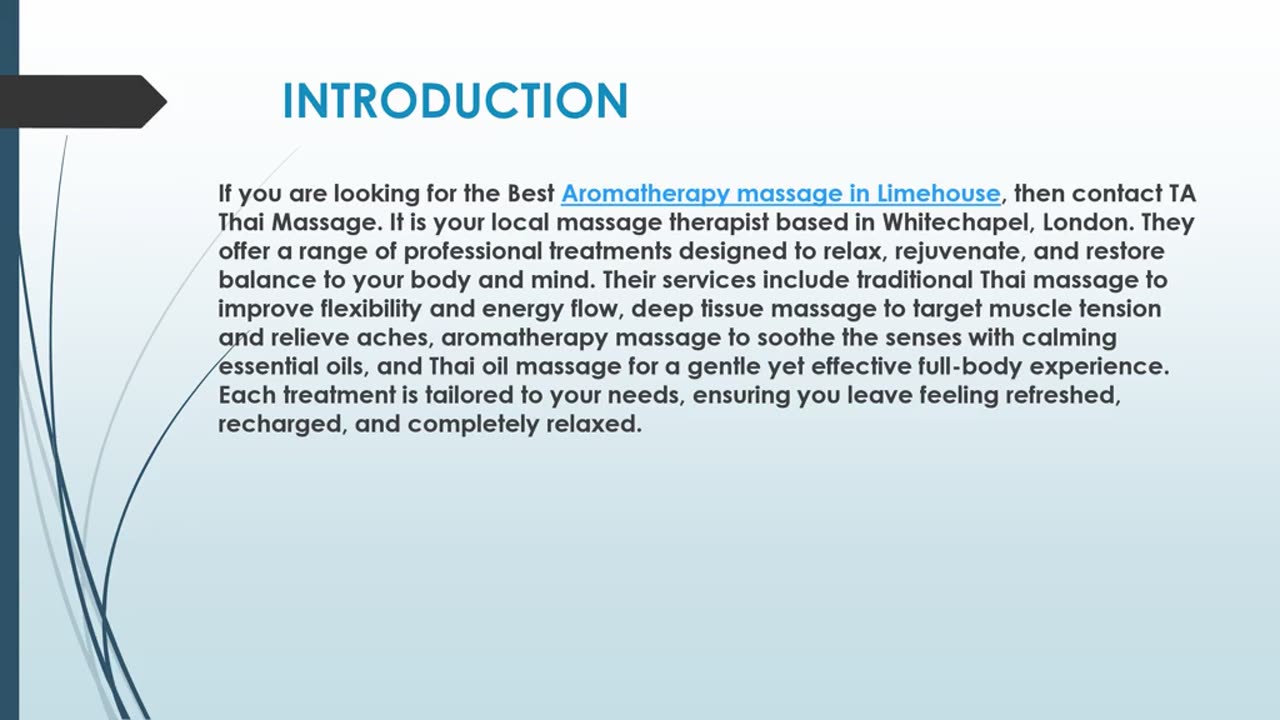Best Aromatherapy massage in Limehouse
