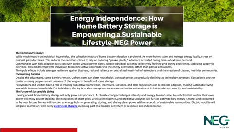 Energy Independence: How Home Battery Storage is Empowering a Sustainable Lifestyle-NEG Power