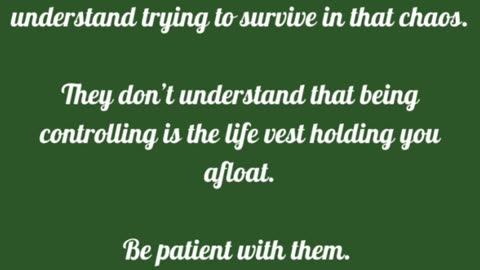 Only you need to understand why you are controlling.