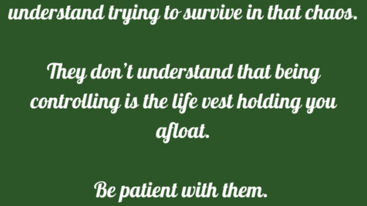 Only you need to understand why you are controlling.