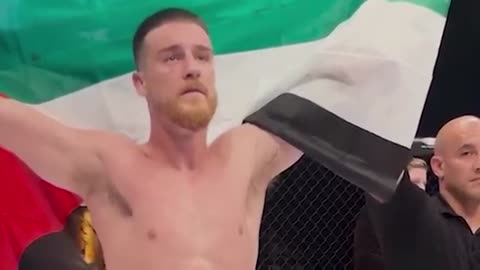 MMA fighter Paddy McCorry raises Palestinian flag after destroying Israel's Shuki Farage