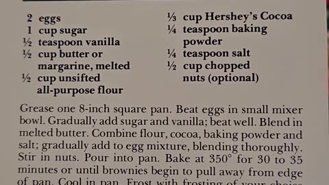Recipe for Homemade Chocolate Brownies