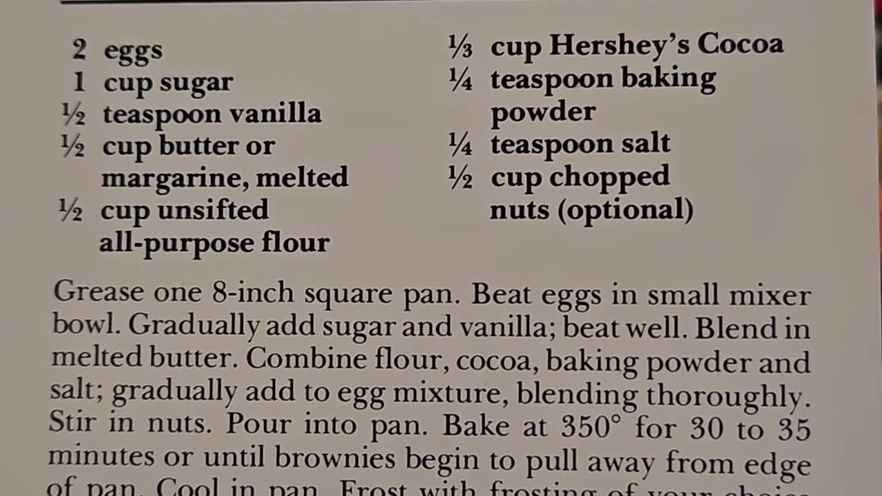 Recipe for Homemade Chocolate Brownies