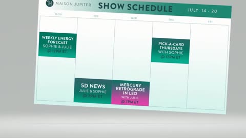 🌤️ July 14-20 Weekly Schedule Maison Jupiter YouTube & Rumble