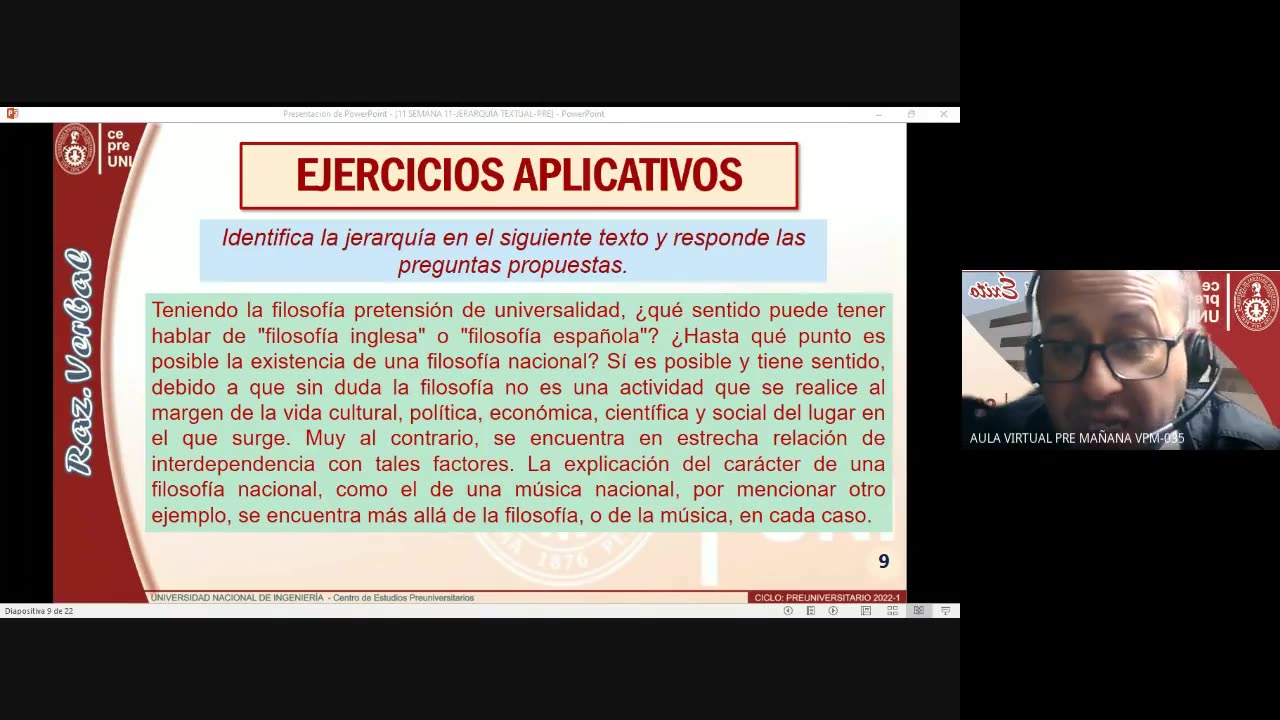 CEPRE UNI 2022 - 1 | Semana 11 | Raz. Verbal