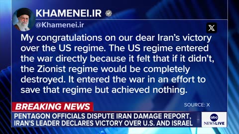 Ayatollah Khamenei says Iran has delivered a 'harsh blow' to US in 1st comments since bombing