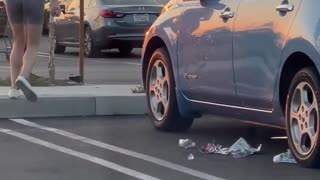 She threw trash and learns a lesson!.hd