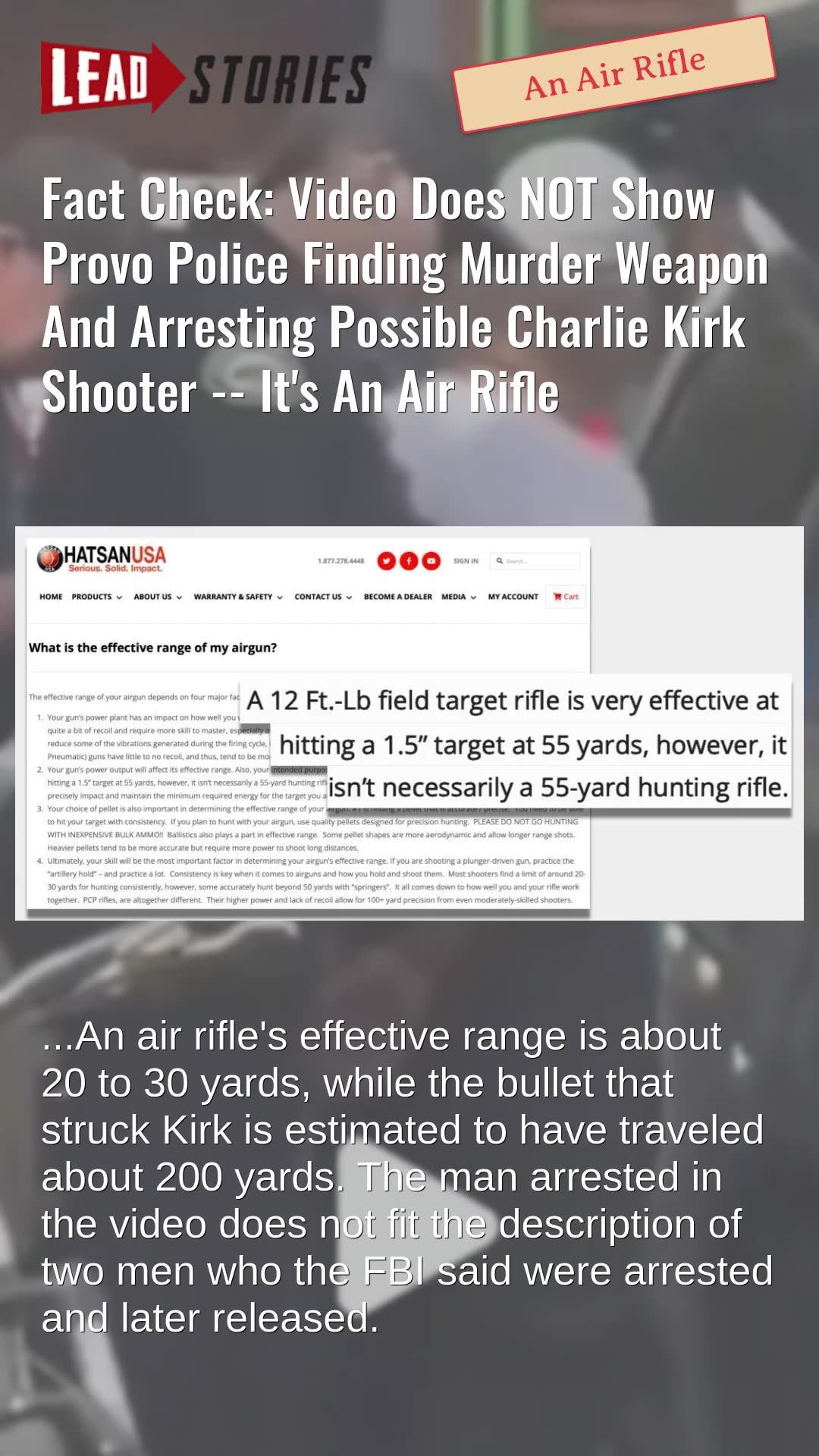 Fact Check: Video Does NOT Show Provo Police Arresting Possible Charlie Kirk Shooter -- Air Rifle