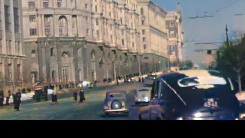 Driving through Moscow 🚗 1953 USSR 📽️ #Colourized
