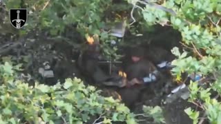 Russian Soldier Pulls Pin at First Sight of Drone