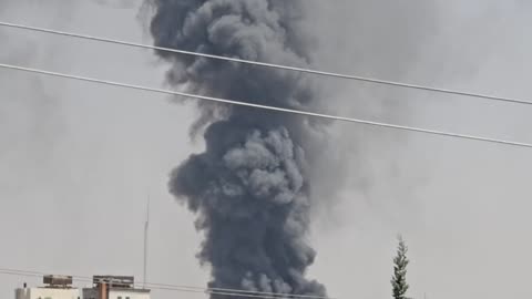 Footage from the large fire that broke out following the attack in Shiraz