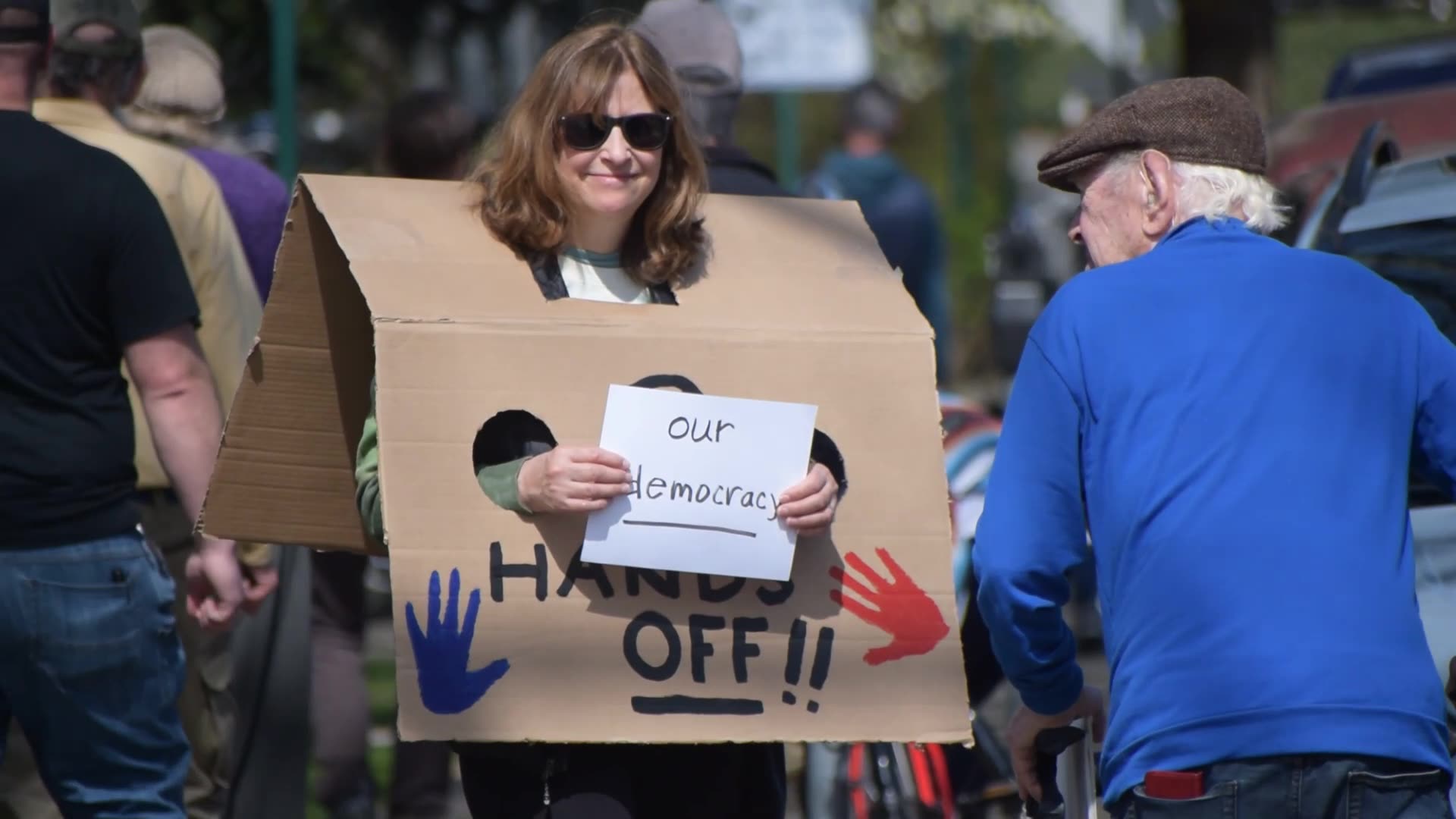 B-ham Hands Off Demo Against D.O.G.E. and recent Mt Baker Roofing ICE Raids - April 5th, 2025