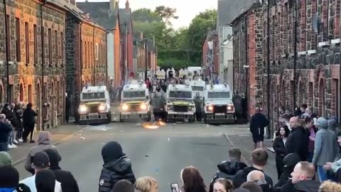 Violent protests erupts in Ballymena as police targeted and cars set on fire