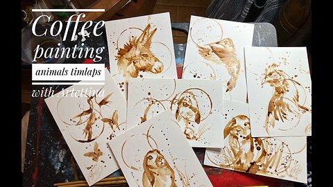 Coffee painting animals Timelapse art with Artettina