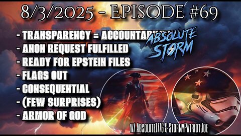 Absolute Storm Ep 69 8/3/25 7:30pm EST Transparency|Epstein|Flags Out|Armor Of God