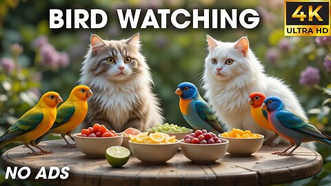 Birds & Squirrels Explore a Quiet Forest Trail - Birds For Cats To Watch [NO ADS]