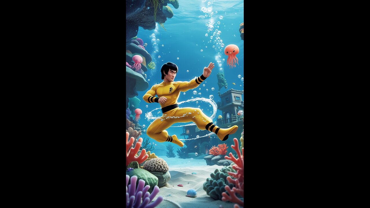 BRUCE LEE IN BIKINI BOTTOM #ai #aishorts #aivideo #satisfyingvideo #funny #satisfying #aigenerated