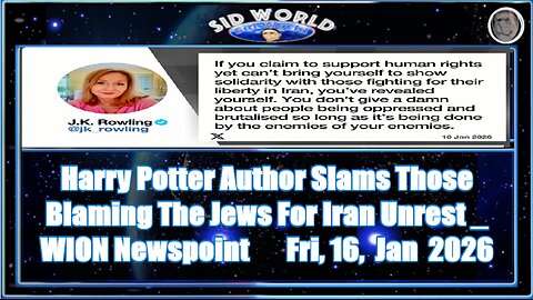 Harry Potter Author Slams Those Blaming The Jews For Iran Unrest _ WION Newspoint