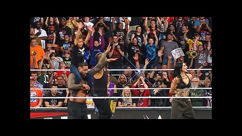 RAW EXCLUSIVE_ The Usos and Rhea Ripley YEET with a young fan after Raw