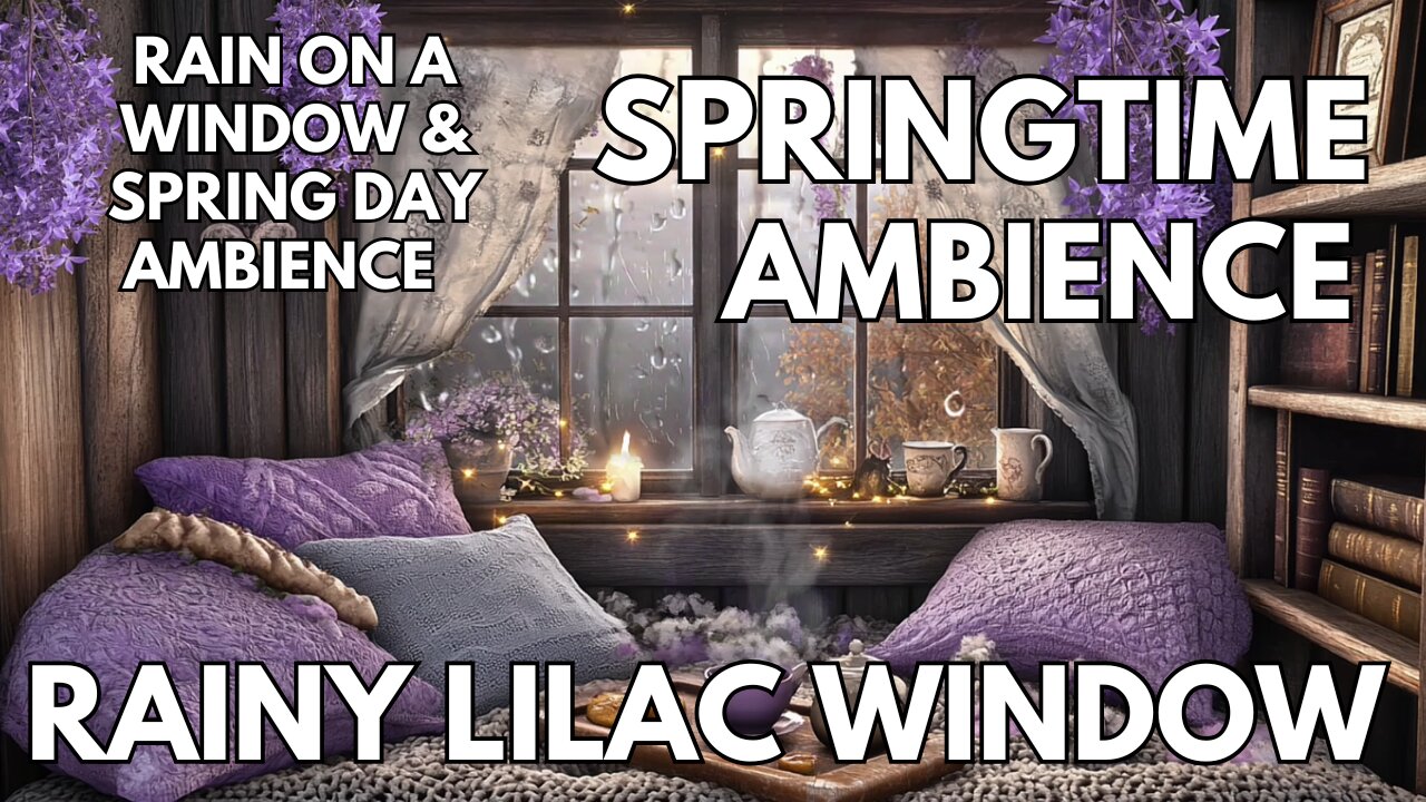 🪻Rainy Lilac Window Ambience | Rain On A Window & Spring Day | Springtime 4K ASMR