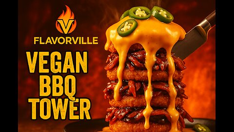 Flaming Jackfruit BBQ Tower – FlavorVille Vegan Chaos
