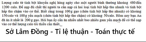 Sở Lâm Đồng: Lượng calo từ tinh bột khuyến nghị hàng ngày cho một người bình thường khoảng 480