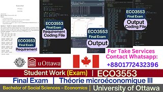 Client Work ( Exam)|ECO3553 Full Paper(Winter 2024)|Elasticity, Trade & Welfare Analysis|Ottawa