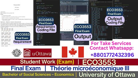Client Work ( Exam)|ECO3553 Full Paper(Winter 2024)|Elasticity, Trade & Welfare Analysis|Ottawa