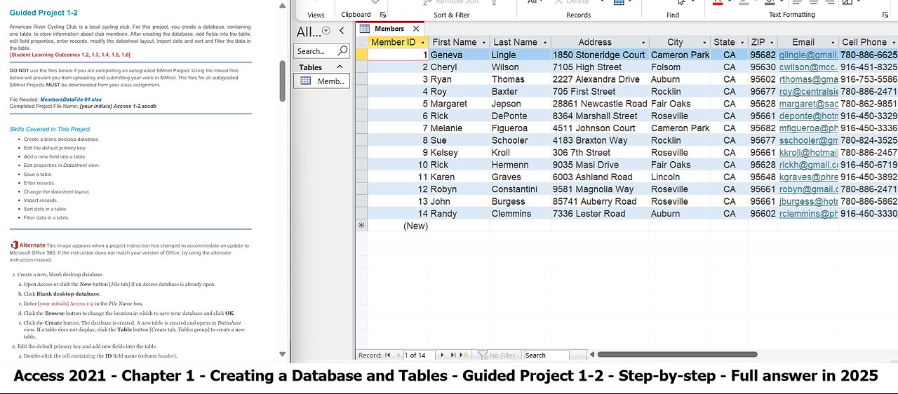 Access 2021 Chapter 1 Guided Project 1-2 - Creating a Database and Tables - Update 2025 Full answer