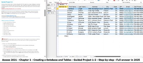 Access 2021 Chapter 1 Guided Project 1-2 - Creating a Database and Tables - Update 2025 Full answer