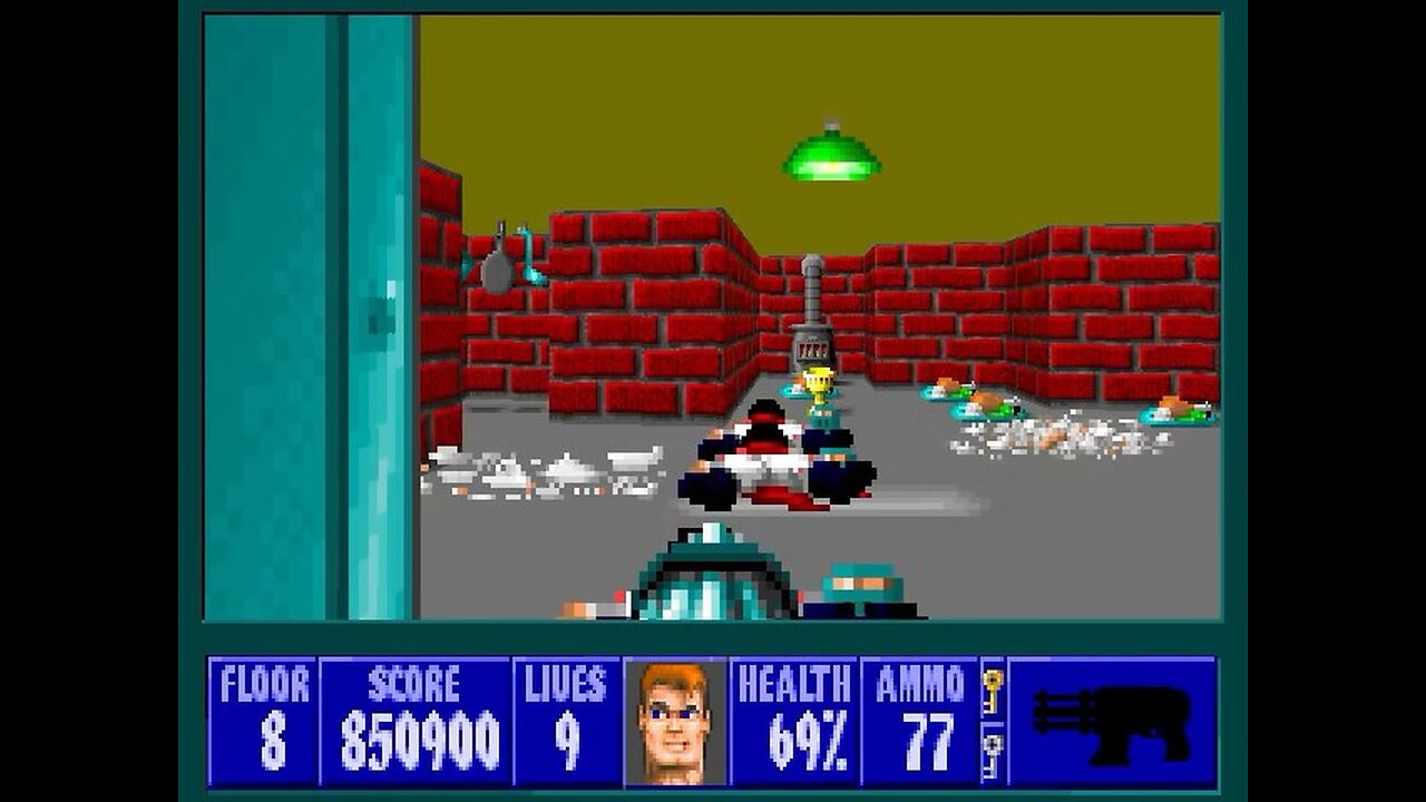 Wolfenstein 3D, DOS, 1992 - 100% Complete, Episode 4 Floor 8 (A Dark Secret)