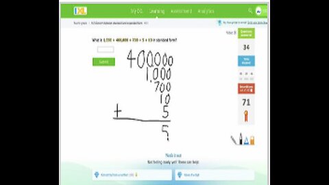 how to show everyone the math answer 400,000+30,000+2,000+400+50+5