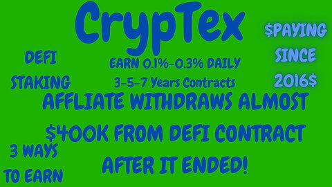 Cryptex|Member Withdraws $400k By Skeptic After Contract Ended & He Thought It Was A Scam!