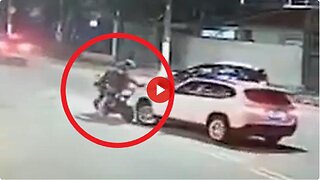 Stop! This is a robbery! No it's not. Ouch. 😳🏍️💥🚗 Worked out perfectly!