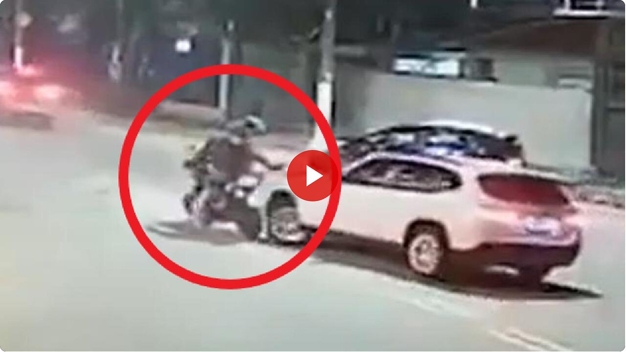 Stop! This is a robbery! No it's not. Ouch. 😳🏍️💥🚗 Worked out perfectly!