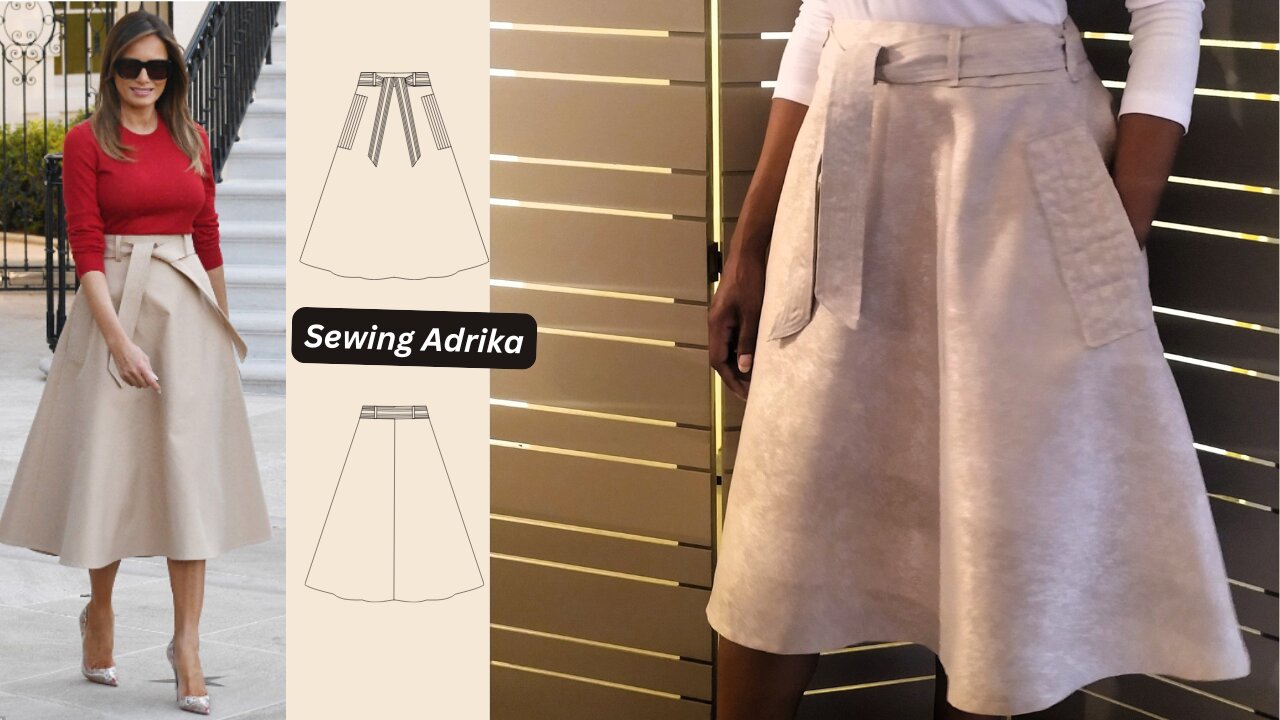 How to Sew Adrika High Waisted Belted Flared Skirt With Pintuck Twist + Adrika PDF Sewing Pattern
