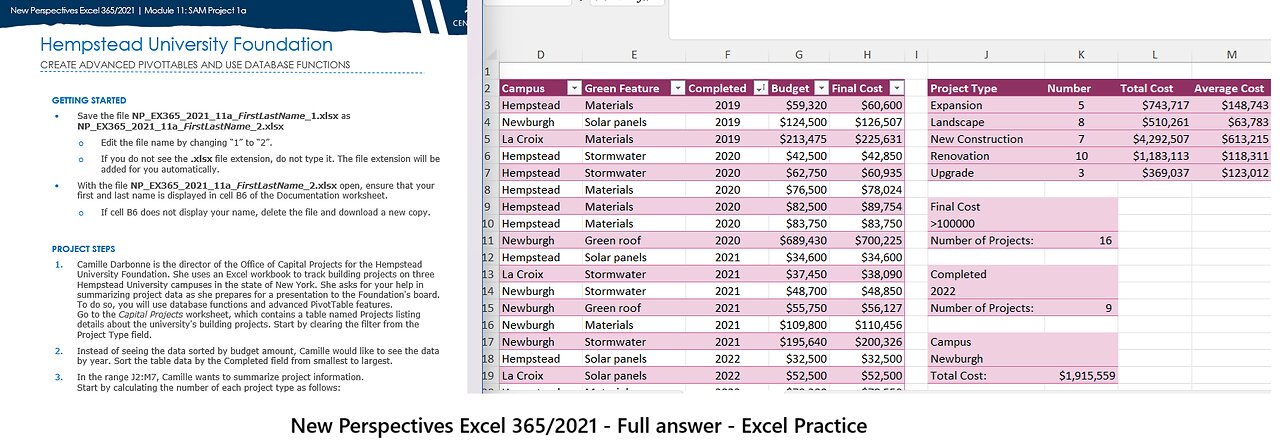 New Perspectives Excel 365/2021 | Module 11: SAM Project 1a: Hempstead University Foundation