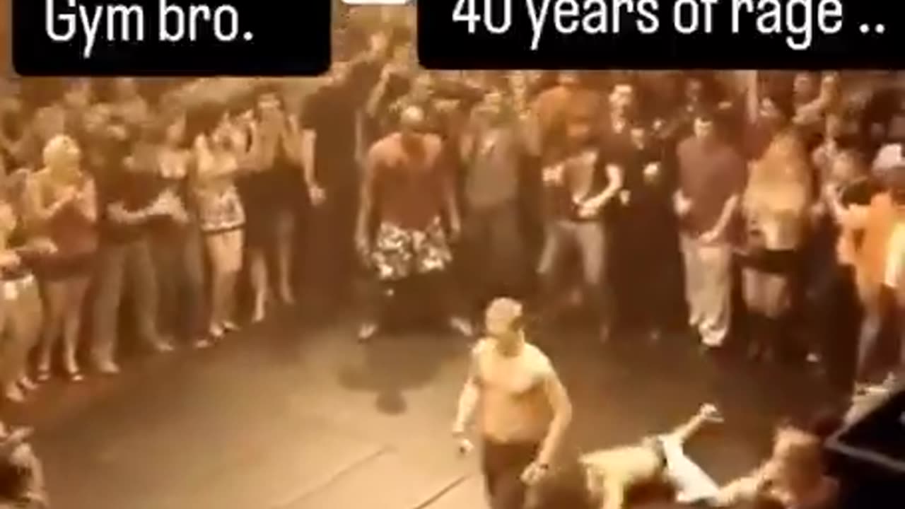 Shows off then gets knocked out. Short fight. Instant Karma