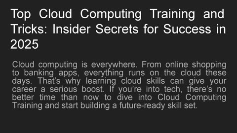 Top Cloud Computing Training and Tricks