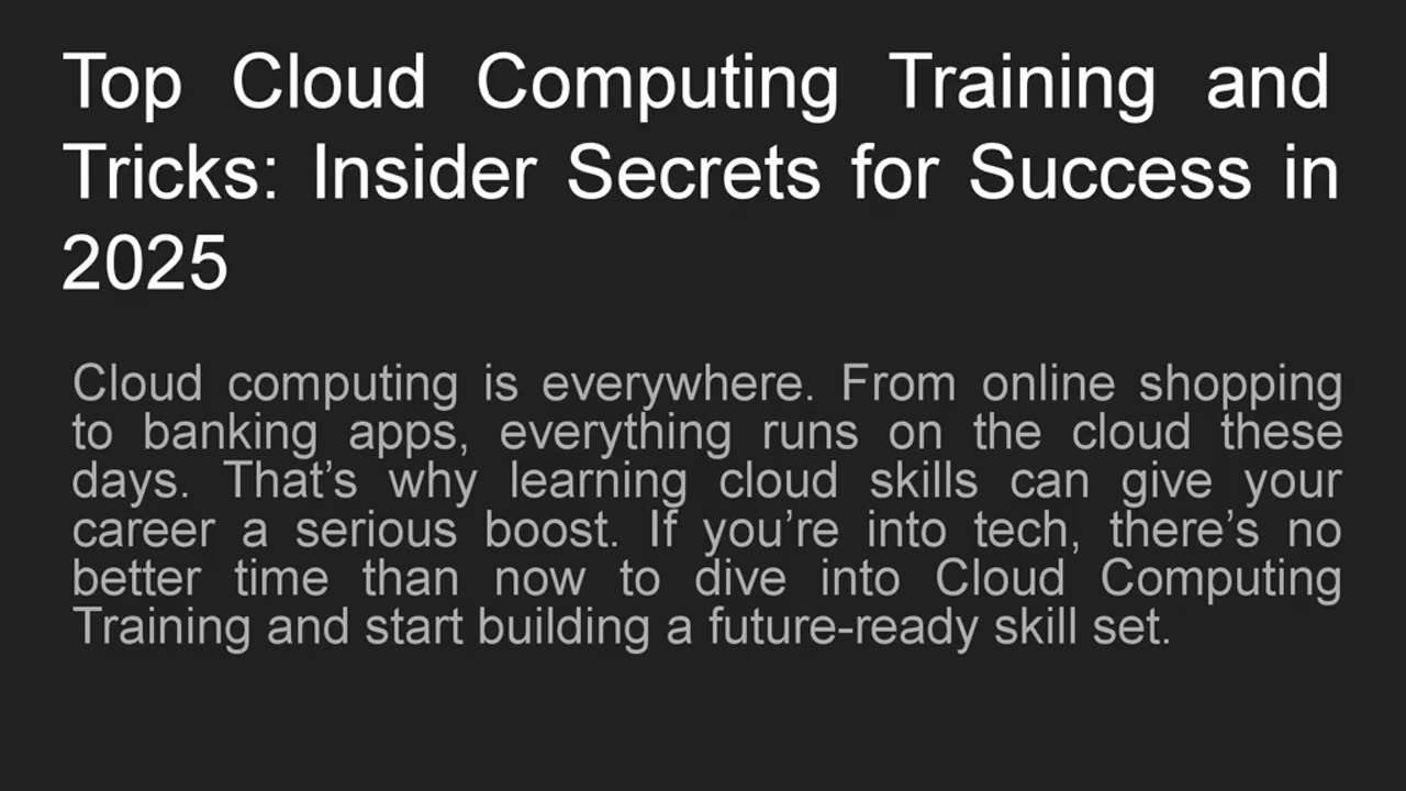 Top Cloud Computing Training and Tricks