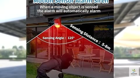 QXMH Solar Sound & Light Alarm Outdoor Motion Sensor, 6LEDs Flash Warning Securi