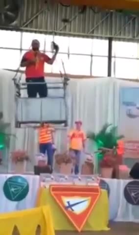 African "preacher" has a equipment malfunction