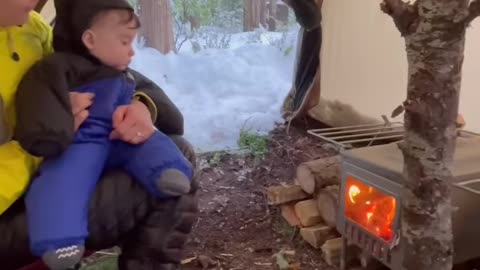 Family nature bonding💕 #coolboy #familytiktok #snowy #campinglife