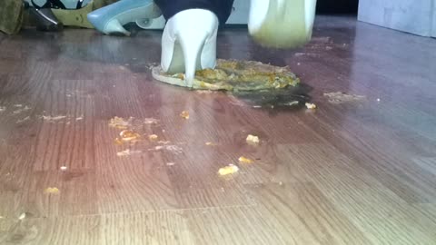 Pizza Crush in White Heels