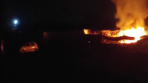 Eyewitness video reportedly shows tents of displaced Gazans ablaze in Khan Yunis