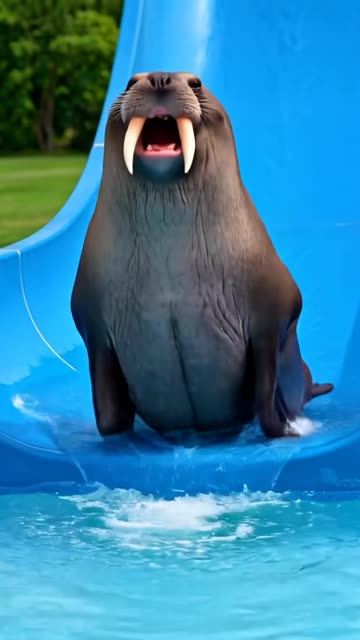 Walrus on a Waterslide