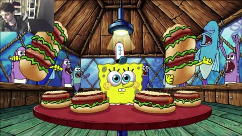 Outtake #3114 Of SpongeBob SquarePants Attempts The Vegan Hot Dog Eating Challenge Fake Funny Parody
