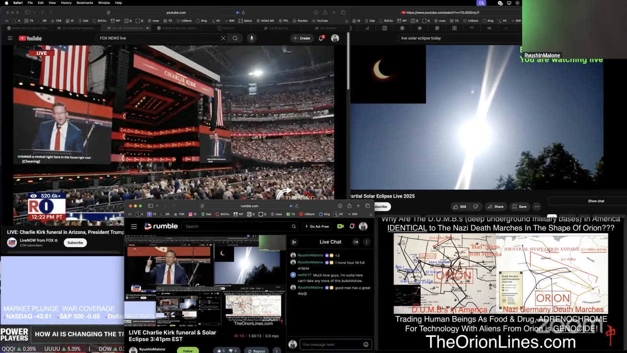 LIVE Charlie Kirk funeral & Solar Eclipse 3:41pm EST