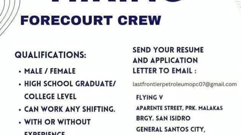 ‼️‼️ URGENT HIRING: FORECOURT CREW / PUMP ATTENDANTS