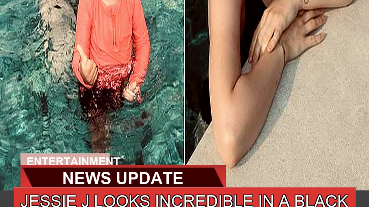 Jessie J Looks Incredible in a Black Swimsuit Foll